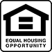 A green square with the words equal housing opportunity in black.