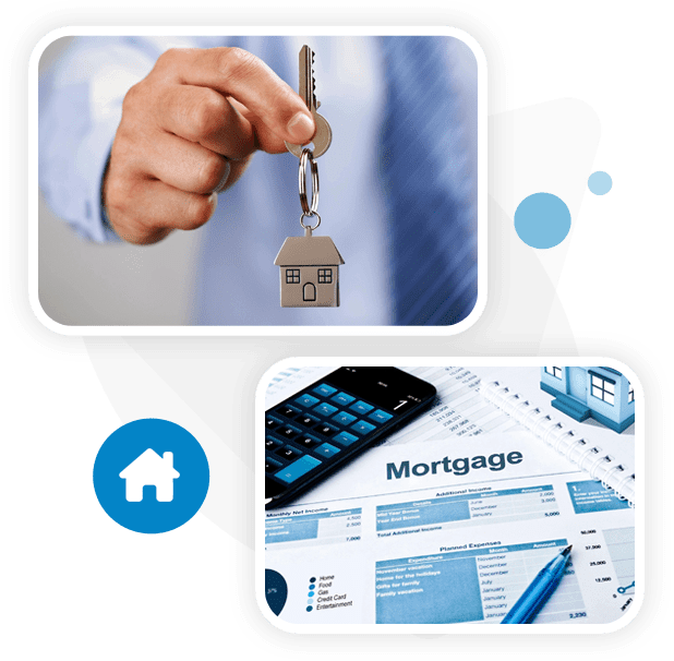 A man holding keys to his new home and a mortgage application.